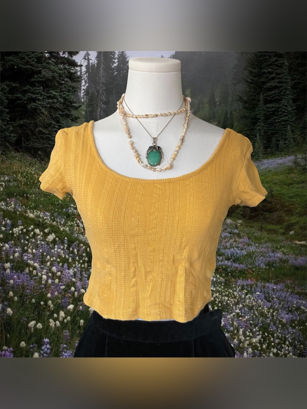 Forever 21 Ribbed Scoop-Neck Crop Top in Mustard
